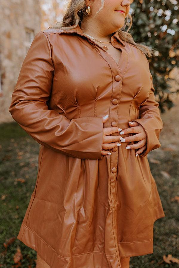 Impressions Mostly Amused Faux Leather Dress In Camel Curves