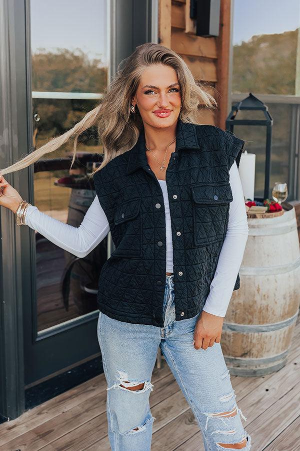 Impressions Mountain Lodge Cutie Quilted Vest In Black
