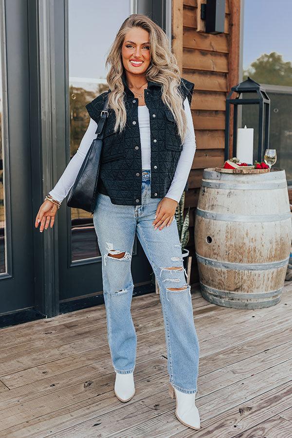 Impressions Mountain Lodge Cutie Quilted Vest In Black