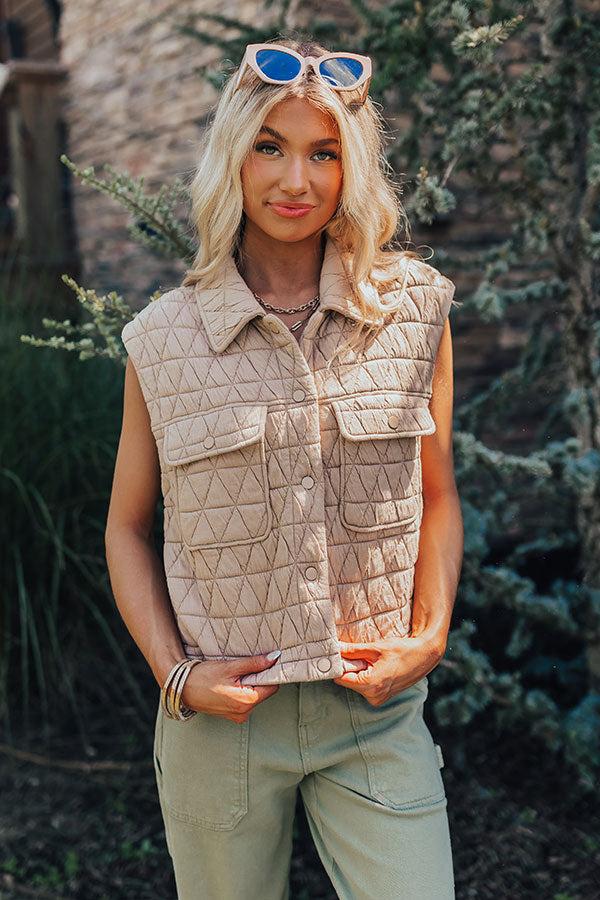 Impressions Mountain Lodge Cutie Quilted Vest In Iced Latte
