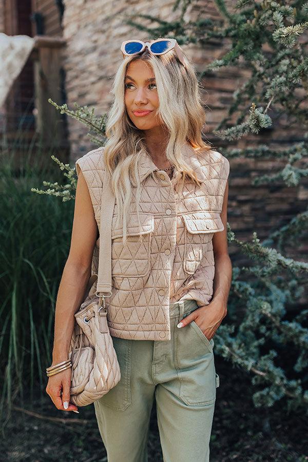 Impressions Mountain Lodge Cutie Quilted Vest in Iced Latte