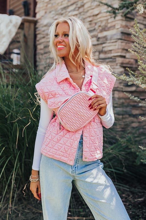 Impressions Mountain Lodge Cutie Quilted Vest In Pink