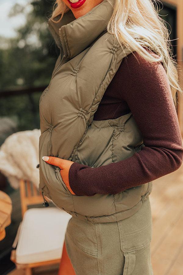 Impressions Mountain Top Morning Puffer Vest In Olive