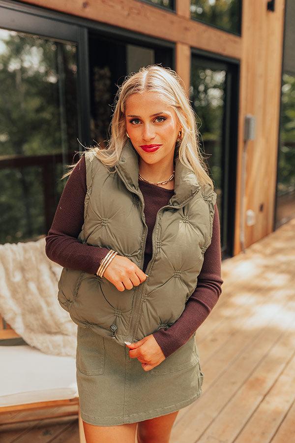 Impressions Mountain Top Morning Puffer Vest In Olive