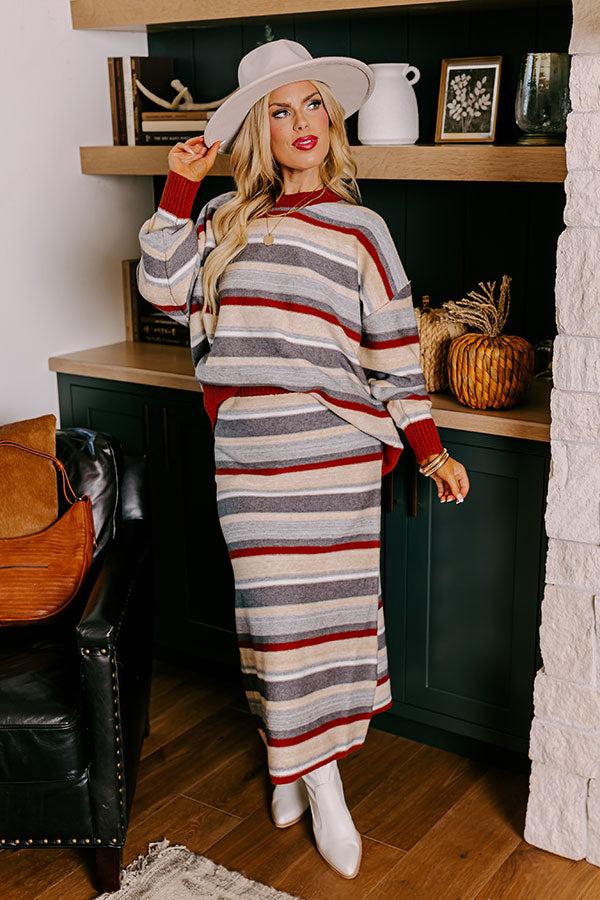 Impressions Mulled Wine Stripe Sweater Skirt Curves