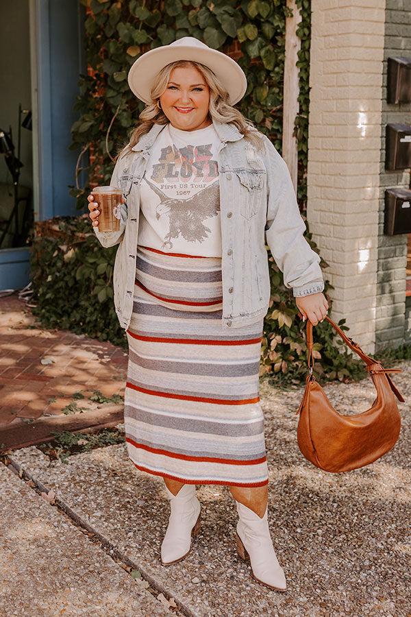 Impressions Mulled Wine Stripe Sweater Skirt Curves