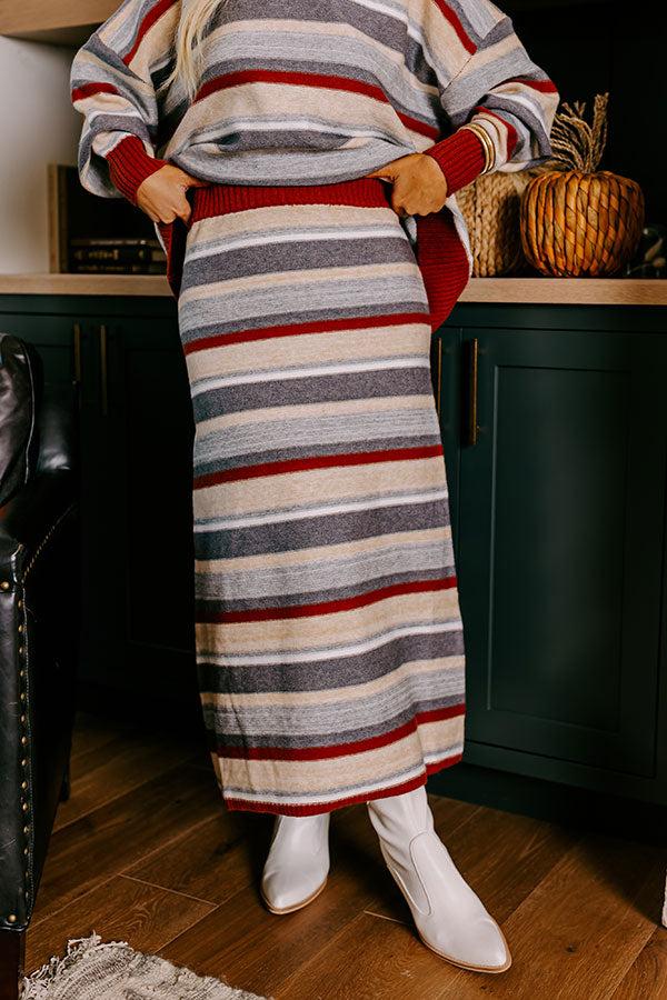 Impressions Mulled Wine Stripe Sweater Skirt Curves