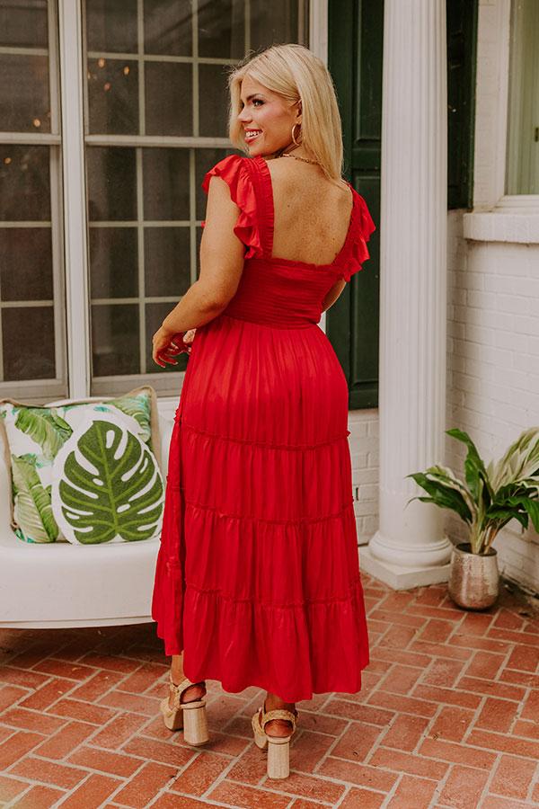Impressions Napa Valley Retreat Smocked Midi In Red Curves