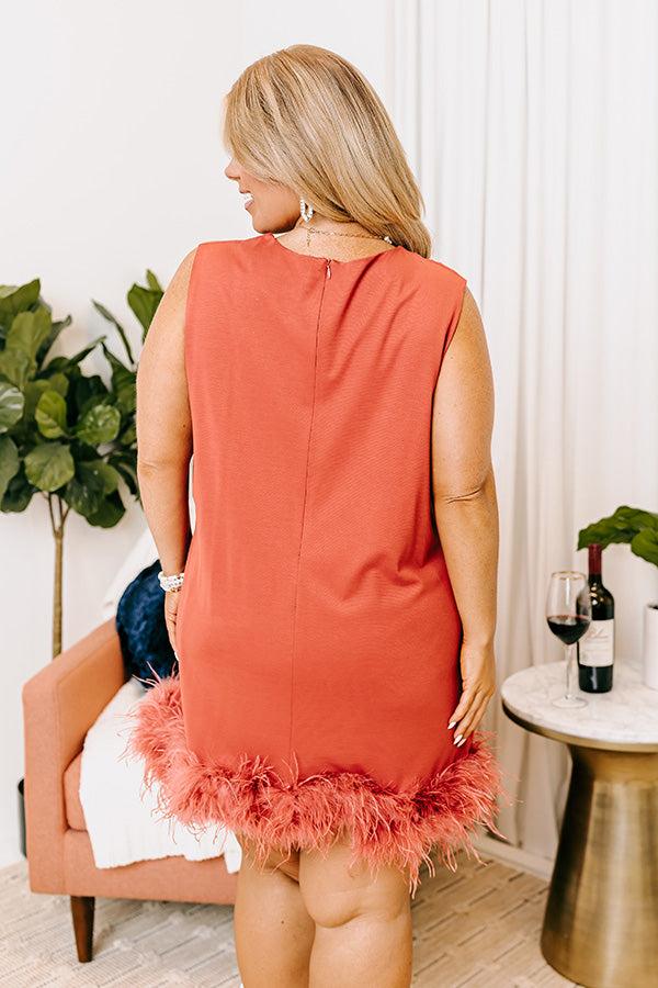 Impressions Nuts About You Feather Dress In Rust Curves