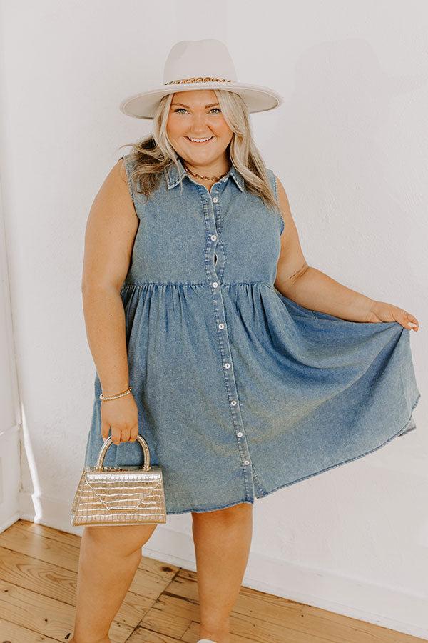 Impressions Ocean Retreat Chambray Mini Dress Curves