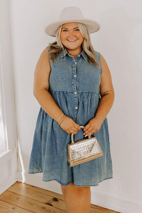 Impressions Ocean Retreat Chambray Mini Dress Curves