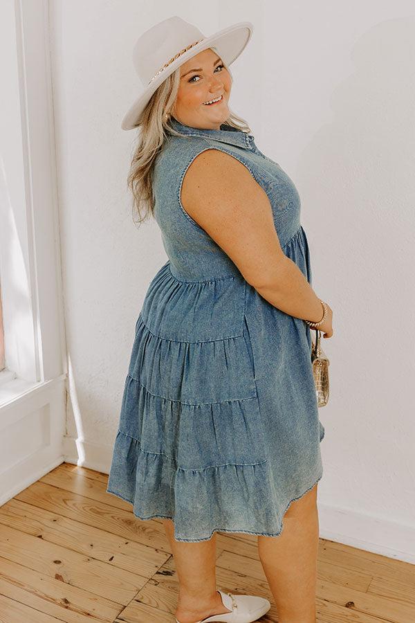 Impressions Ocean Retreat Chambray Mini Dress Curves