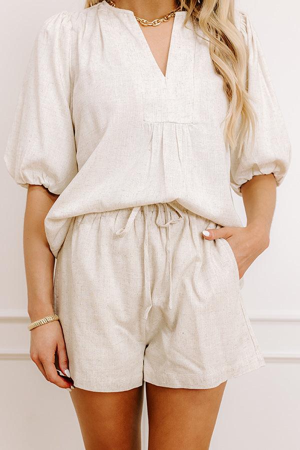 Impressions Oceanside Bliss High Waist Linen-Blend Shorts