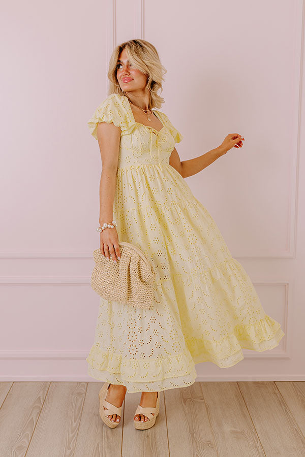 Impressions Oh So Sweet Eyelet Maxi Dress In Yellow