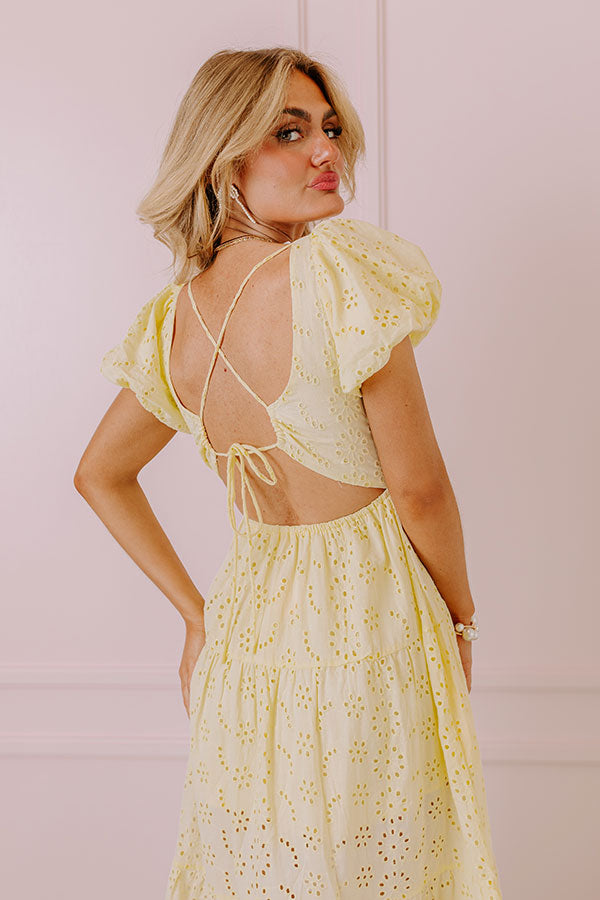 Impressions Oh So Sweet Eyelet Maxi Dress In Yellow