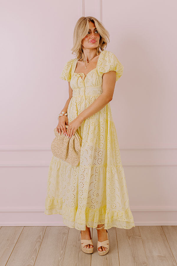 Impressions Oh So Sweet Eyelet Maxi Dress in Yellow