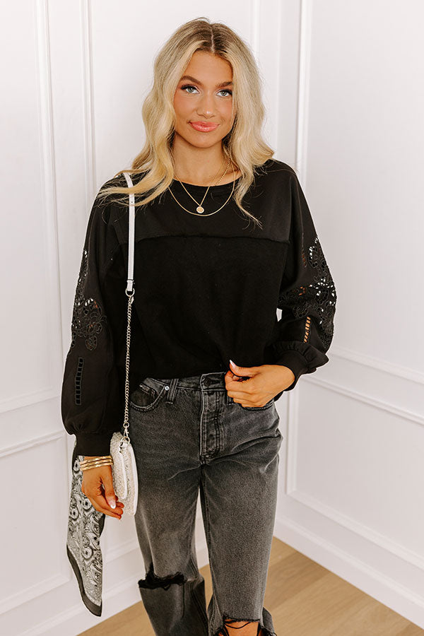 Impressions Ojai Afternoon Embroidered Top In Black