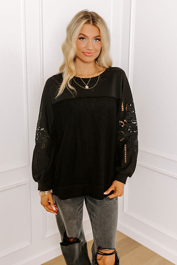 Impressions Ojai Afternoon Embroidered Top In Black