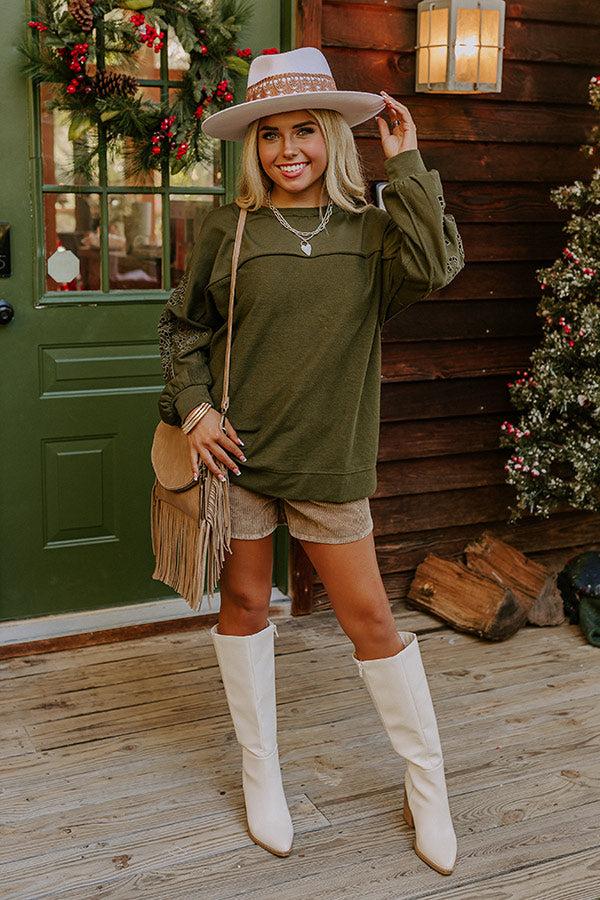 Impressions Ojai Afternoon Embroidered Top In Olive