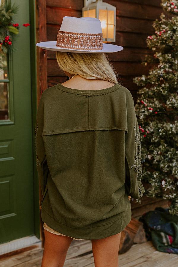 Impressions Ojai Afternoon Embroidered Top In Olive