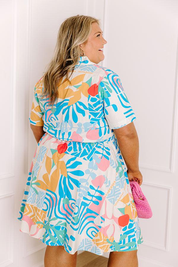 Impressions On Island Time Button Down Mini Dress Curves