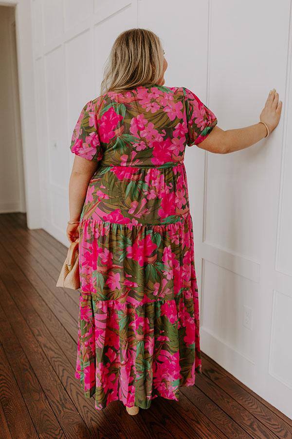 Impressions Only Sunshine Floral Maxi In Green Curves