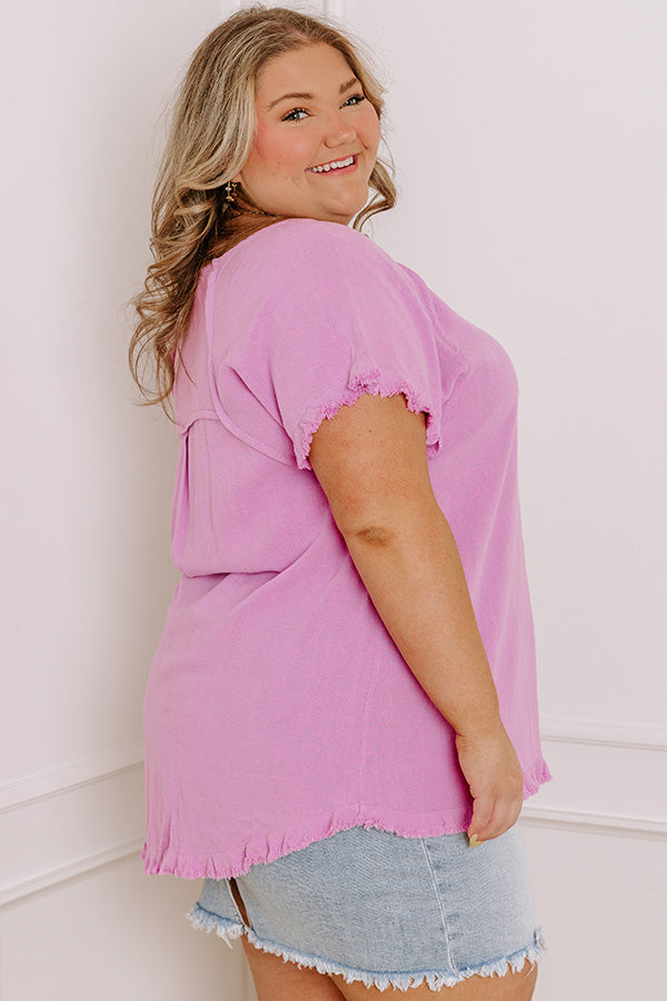 Impressions Open Book Frayed Shift Top In Violet Curves