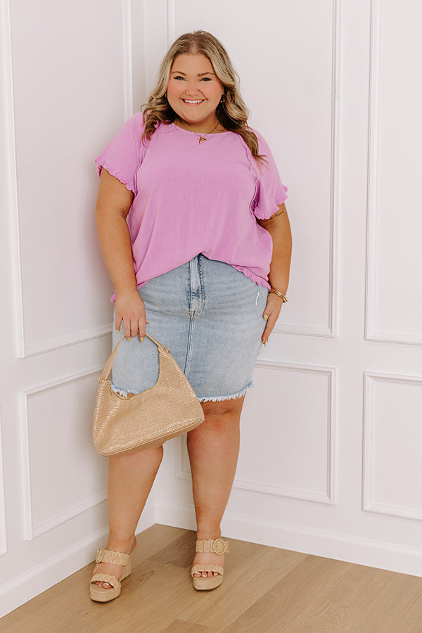 Impressions Open Book Frayed Shift Top In Violet Curves