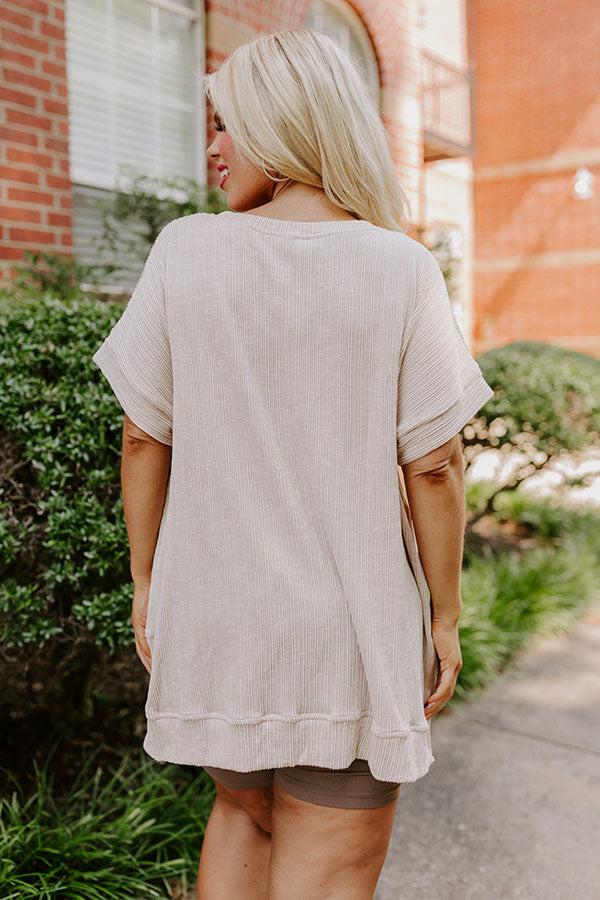 Impressions Opening Act Ribbed Top In Oatmeal Curves