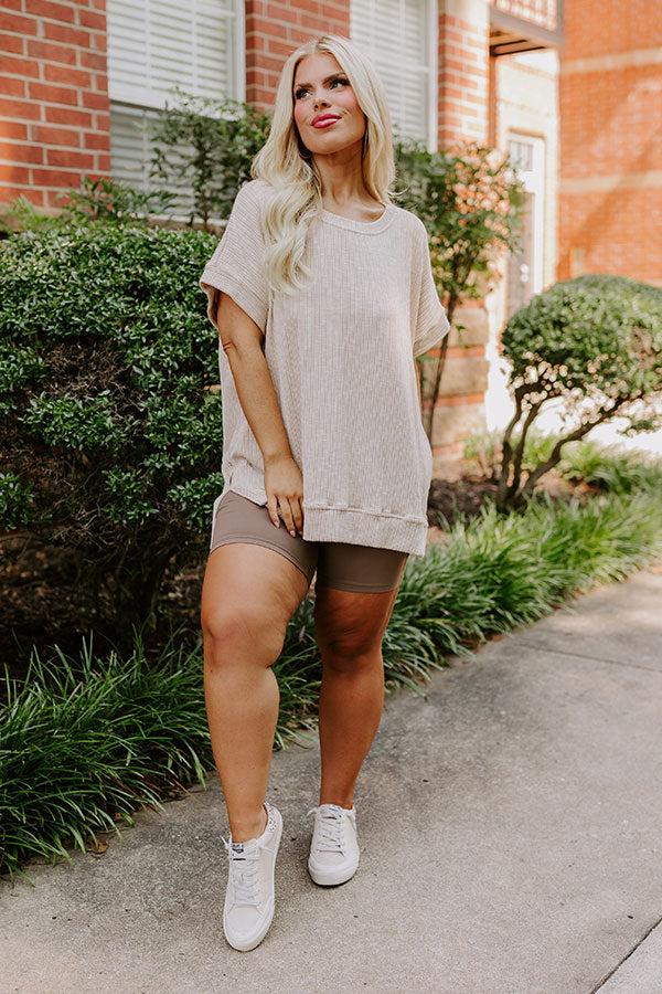 Impressions Opening Act Ribbed Top In Oatmeal Curves