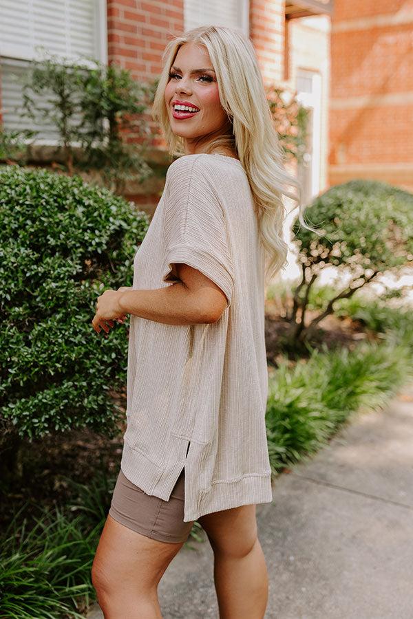 Impressions Opening Act Ribbed Top In Oatmeal Curves