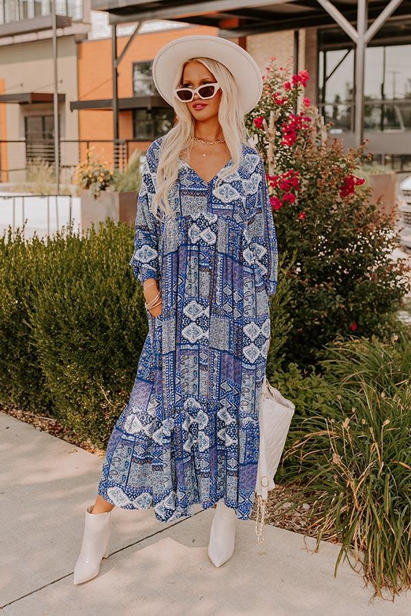 Impressions Orchard Oasis Paisley Maxi Dress In Blue