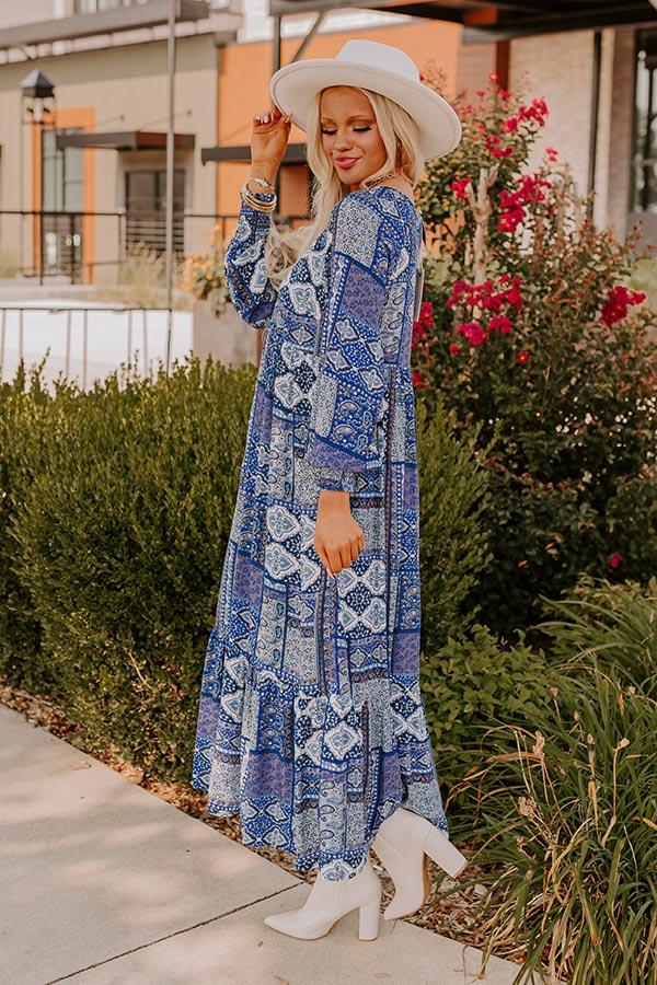 Impressions Orchard Oasis Paisley Maxi Dress In Blue