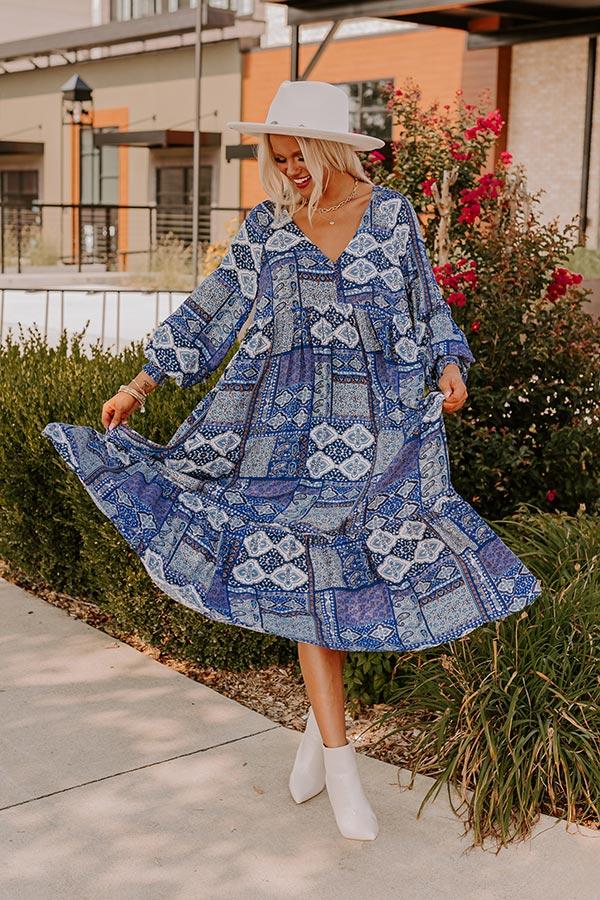 Impressions Orchard Oasis Paisley Maxi Dress in Blue