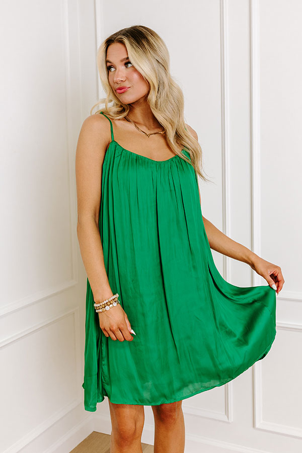 Impressions Out On The Town Satin Mini Dress In Green