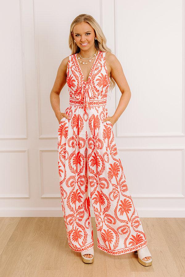 Impressions Palm Trees And Prosecco Wide Leg Jumpsuit