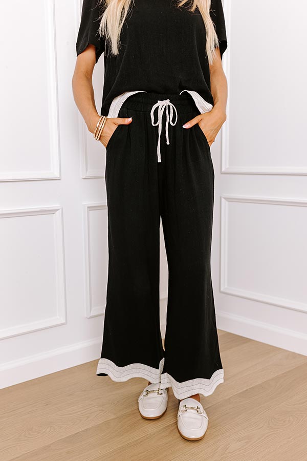 Impressions Paris Cafe High Waist Linen-Blend Pants