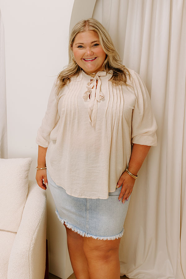 Impressions Paris Mornings Pleated Top In French Vanilla Curves