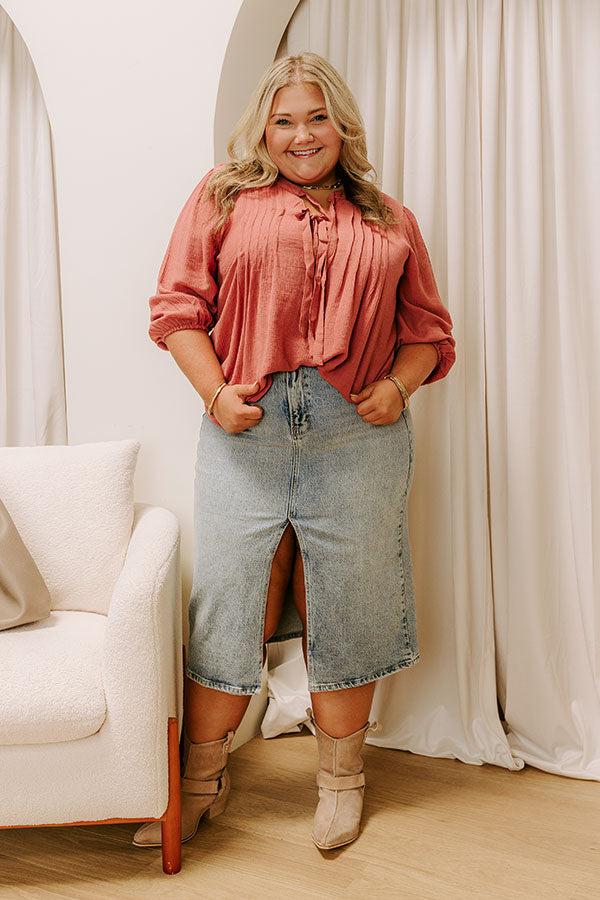 Impressions Paris Mornings Pleated Top In Rustic Rose Curves