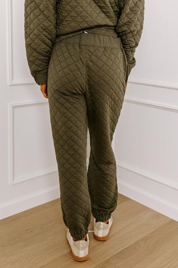 Impressions Paris Mornings Quilted Joggers In Dark Sage