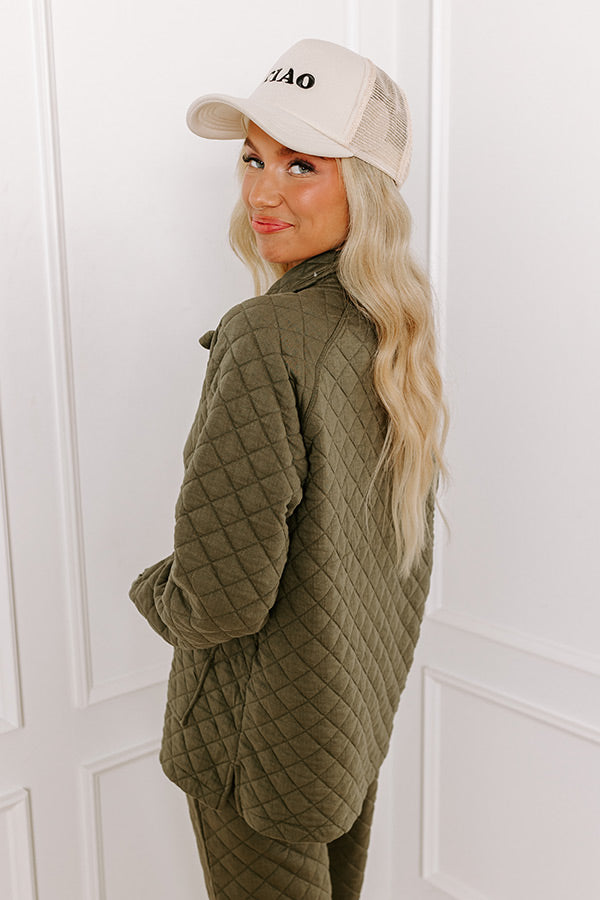 Impressions Paris Mornings Quilted Sweater In Dark Sage
