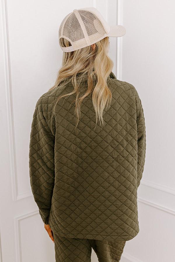 Impressions Paris Mornings Quilted Sweater In Dark Sage