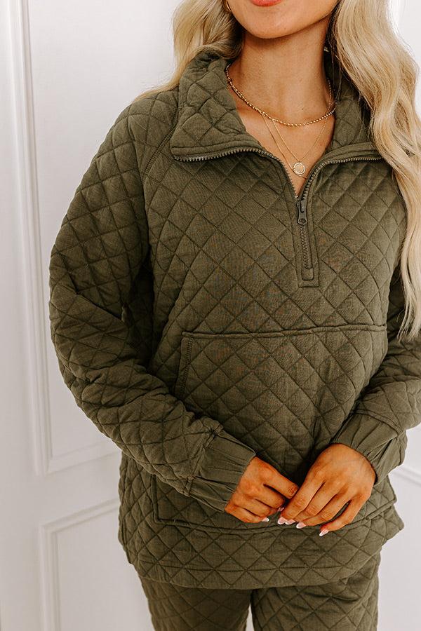 Impressions Paris Mornings Quilted Sweater In Dark Sage