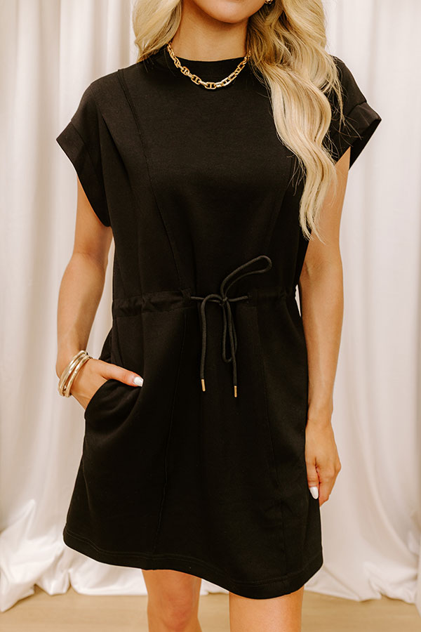 Impressions Park Day Cutie Drawstring Mini Dress In Black