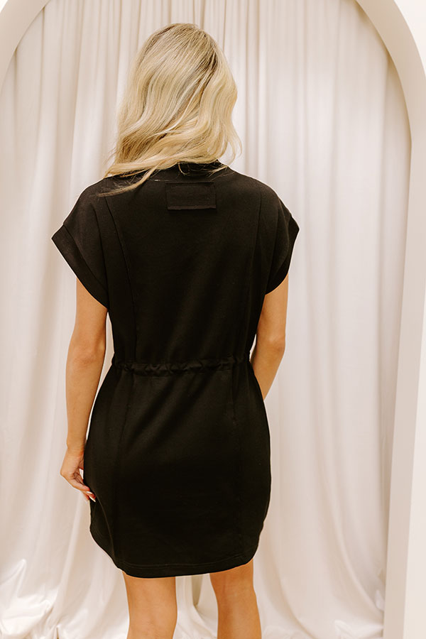 Impressions Park Day Cutie Drawstring Mini Dress In Black