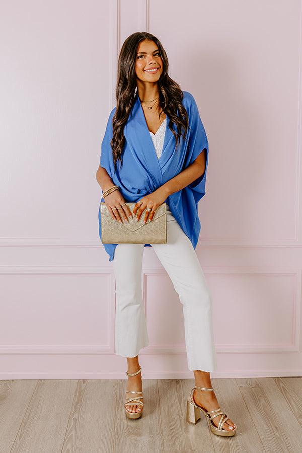 Impressions Party On The Go Surplice Top In Ocean Blue