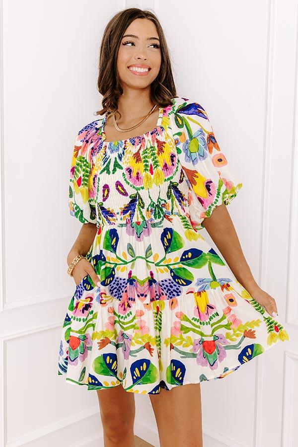 Impressions Party On Town Square Floral Smocked Mini Dress