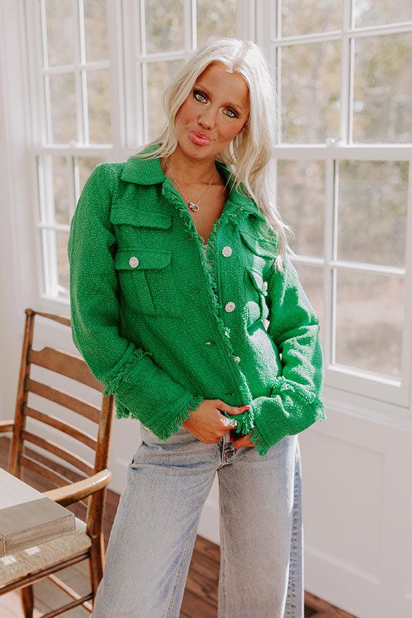 Impressions Passing Time Wool-Blend Tweed Jacket In Green