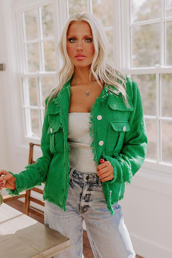 Impressions Passing Time Wool-Blend Tweed Jacket in Green