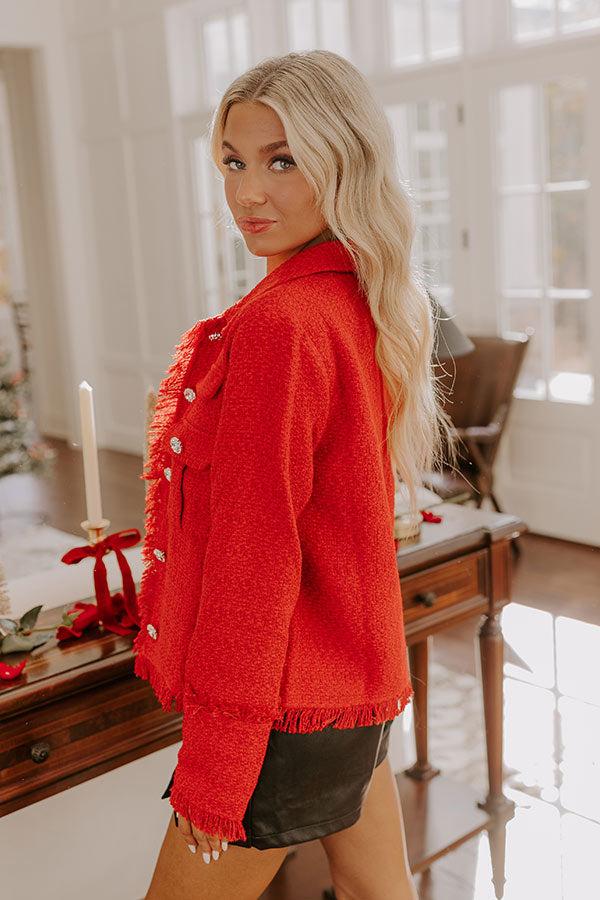 Impressions Passing Time Wool-Blend Tweed Jacket In Red